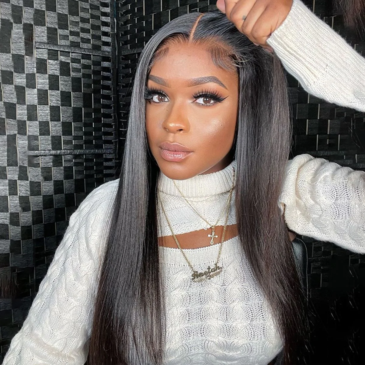 【Gaga】TK55 : Wear and Go Glueless 4X4 Lace Closure Human Hair Wig Brazilian Straight Lace Wigs For Women 4X4 Transparent Lace Closure Wigs New