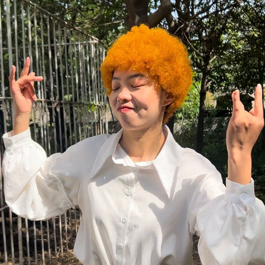 【Spice】Ginger Color Short Curly Bob Human Hair Wig Afro Kinky Curl Pixie Bob Wig BEAUDIVA