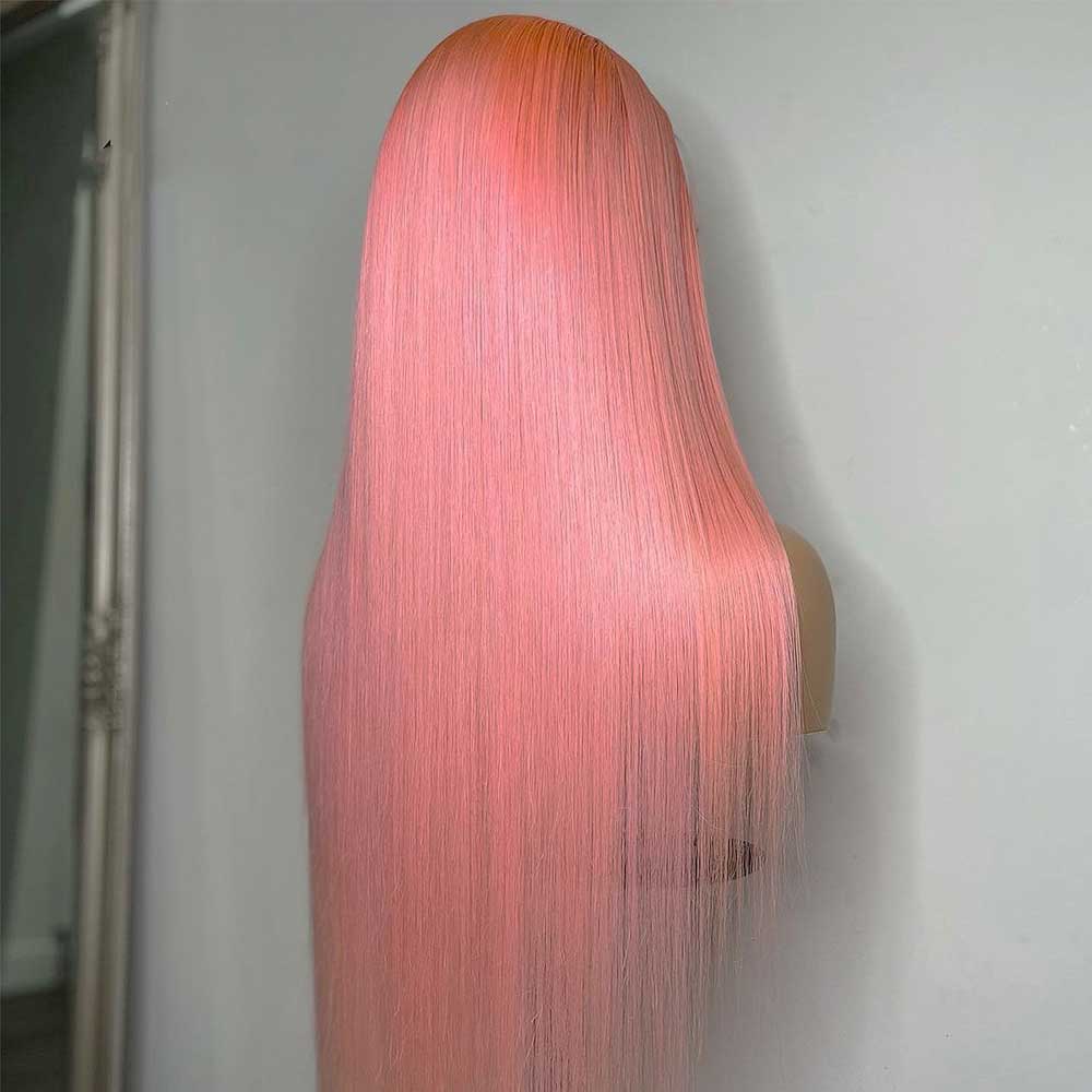 Beaudiva Pink Straight Lace Frontal Wig Human Hair Wig