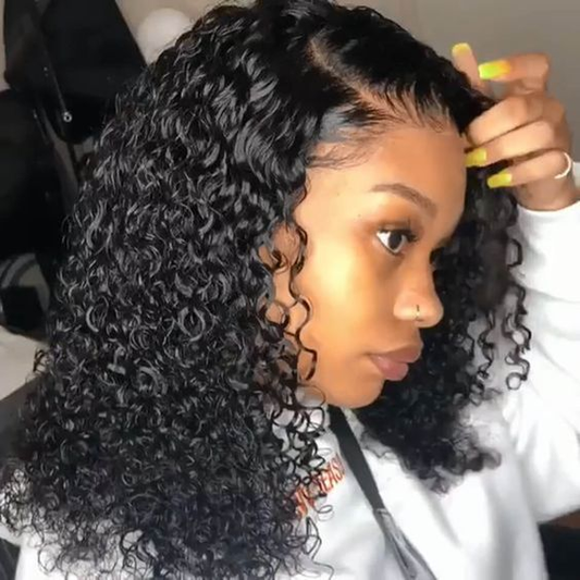【Rossy】TK52 : BEAUDIVA C Part Short Curly Bob Wig Afro Kinky Curly 5X5 Lace Closure Wig