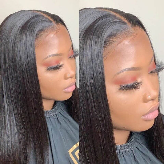Beaudiva Straight Human Hair Wigs 13x4 Lace Front Wig Transparent Lace Wigs Pre Plucked Pre Bleached With Baby Hair