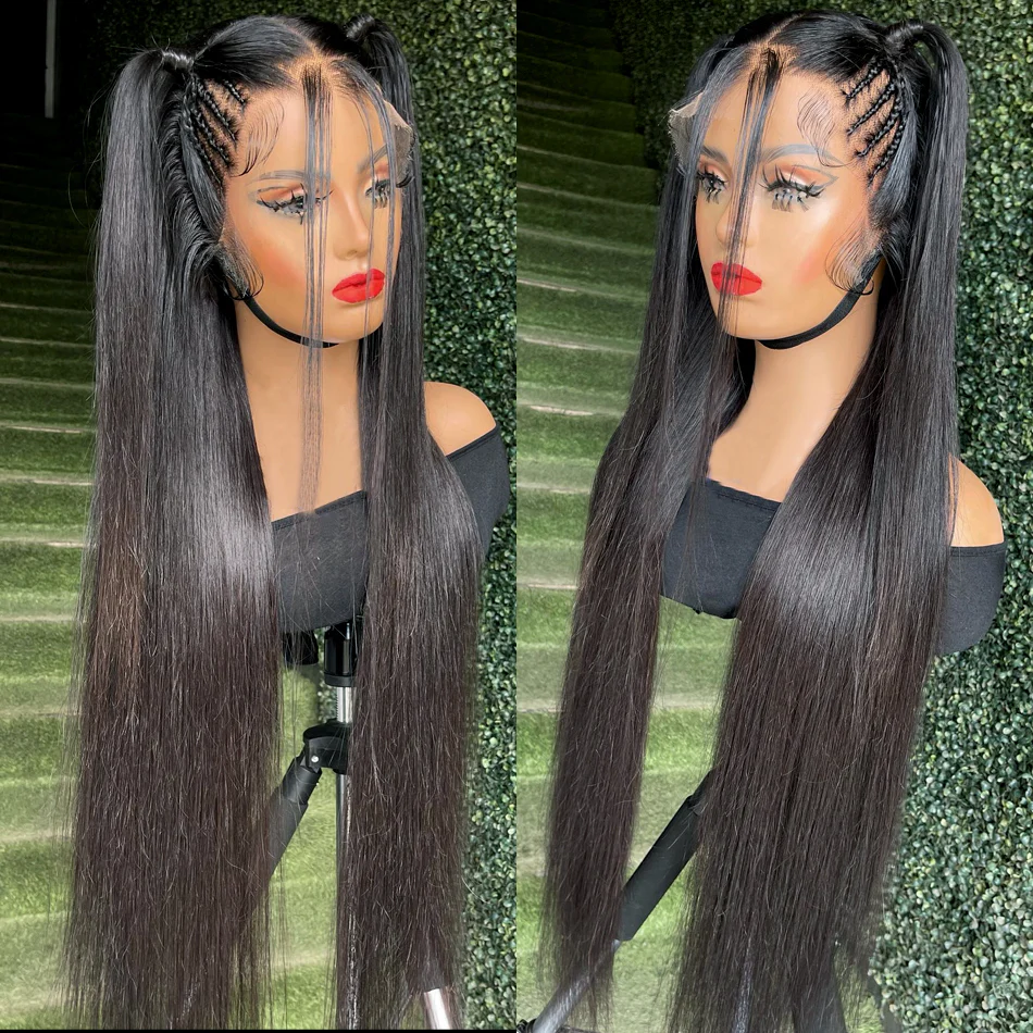36 inches Long 13X4 HD Lace 200% Density Bone Straight Lace Frontal Wig Human Hair Wigs Long Lengths
