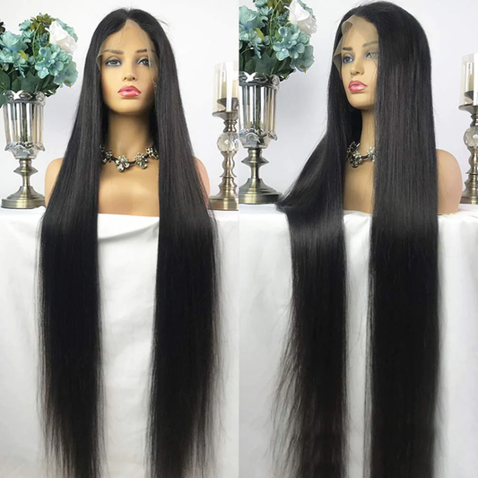 【God】40 inches Bone Straight 13X4 Lace Frontal Human Hair Wigs Pre Plucked With Baby Hair