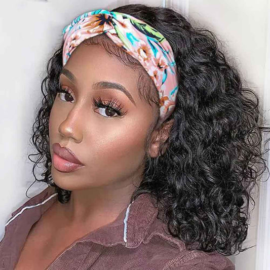 Beaudiva Water Wave Short Bob Headband Wig Real Human Hair Easy To Install Human Hair Bob Wigs