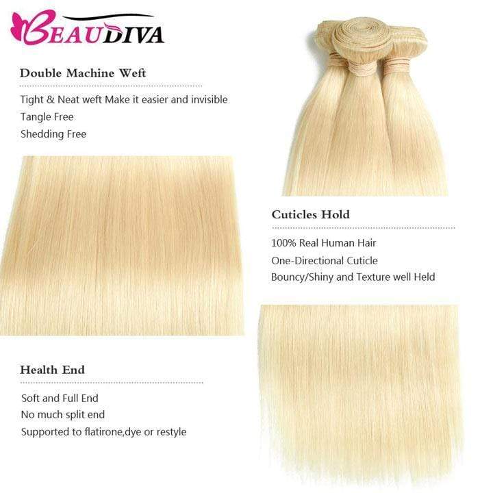 Beaudiva Straight 613 Blonde 4 Bundles Virgin Human Hair