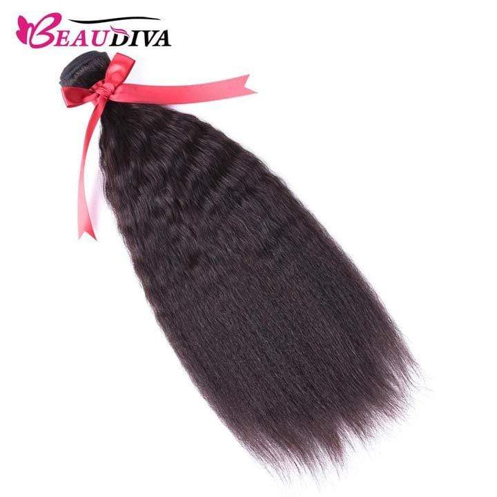 Beaudiva Kinky Straight Weaves 4 Bundles Deal Brazilian Human Virgin Hair