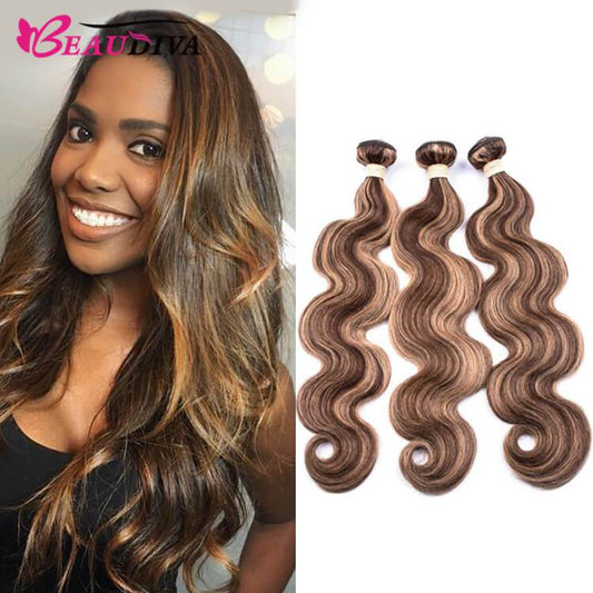 Beaudiva Body Wave Fashionable Highlight Hair Virgin Human Hair Weaves 3 Bundles Deal