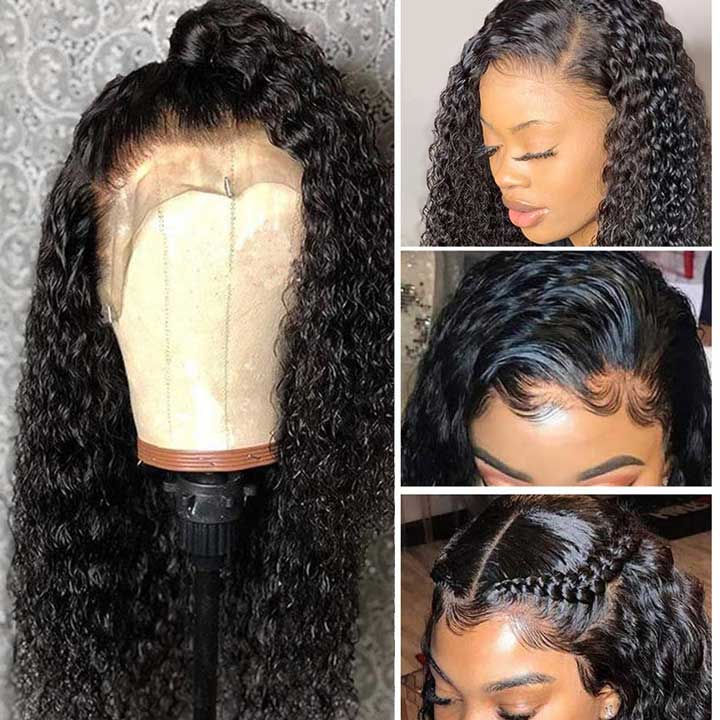 Beaudiva Curly Lace Front Wigs Natural Hairline T Part Transparent Lace Wig 150% Density