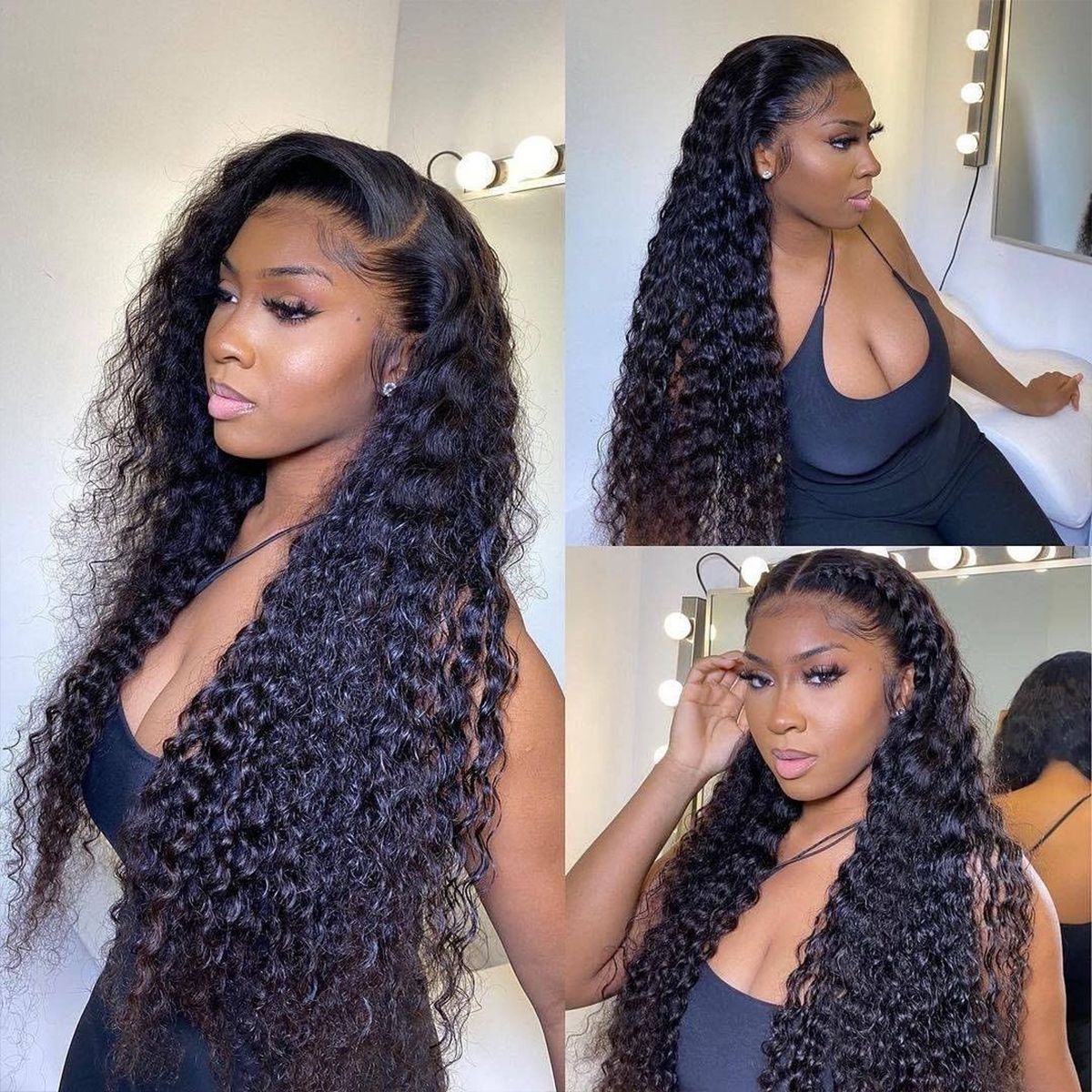 Beaudiva Deep Wave Human Hair Wigs Closure Wig  5x5 Lace Wig Pre Plucked Baby Hair