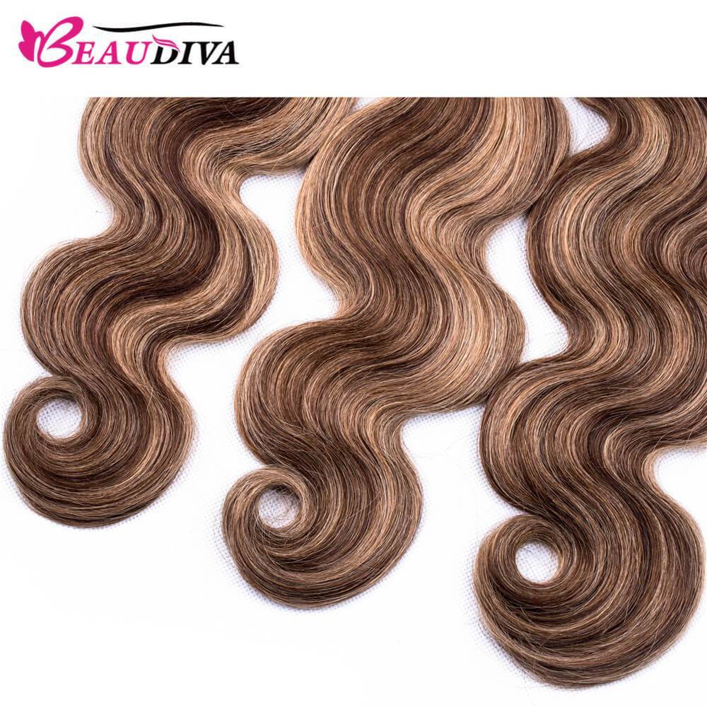 Beaudiva Body Wave Fashionable Highlight Hair Virgin Human Hair Weaves 3 Bundles Deal
