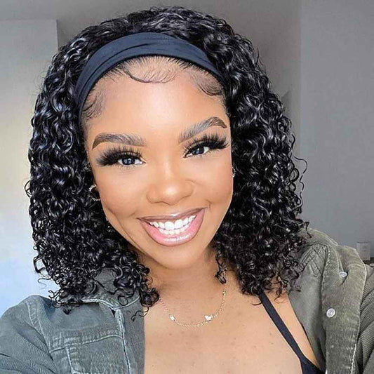 Beaudiva Kinky Curly Short Bob Headband Wig 100% Virgin Remy Human Hair Bob Wigs Super Affordable