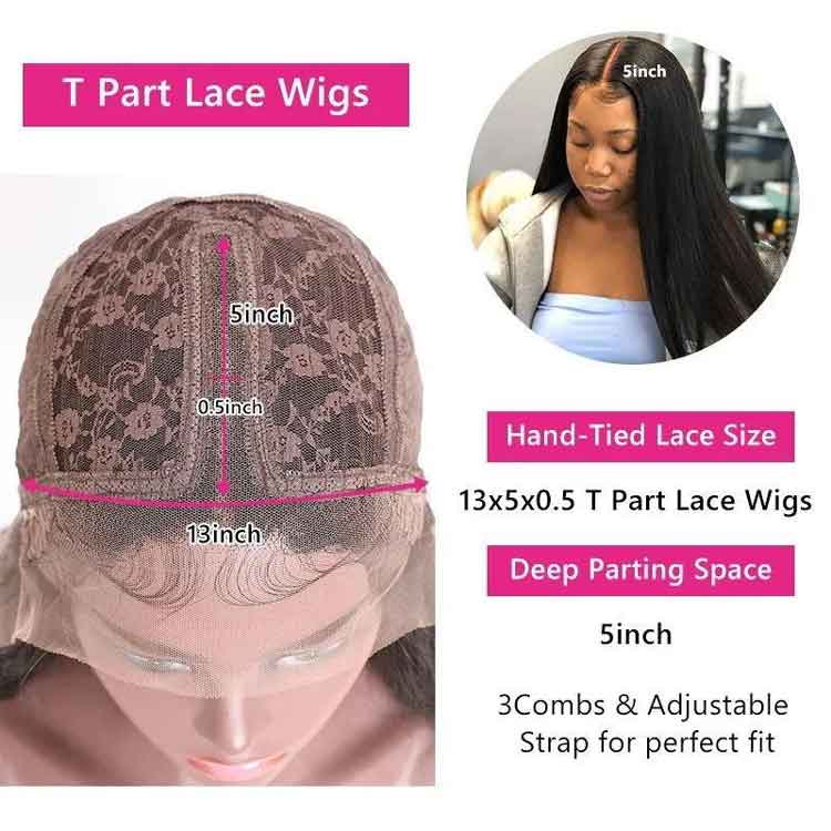 Beaudiva Silky Straight T Part Wig Lace Front Human Hair Wig Middle Part Human Hair Wigs