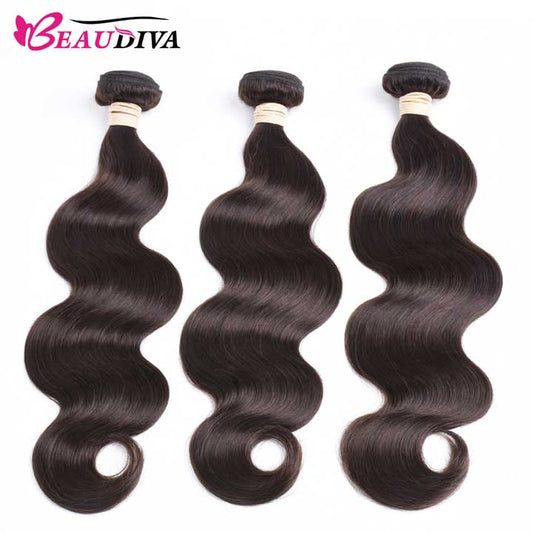 Beaudiva Super Affordable Body Wave Hair Dark Brown 3 Bundles Deal Remy Human Hair Weaves