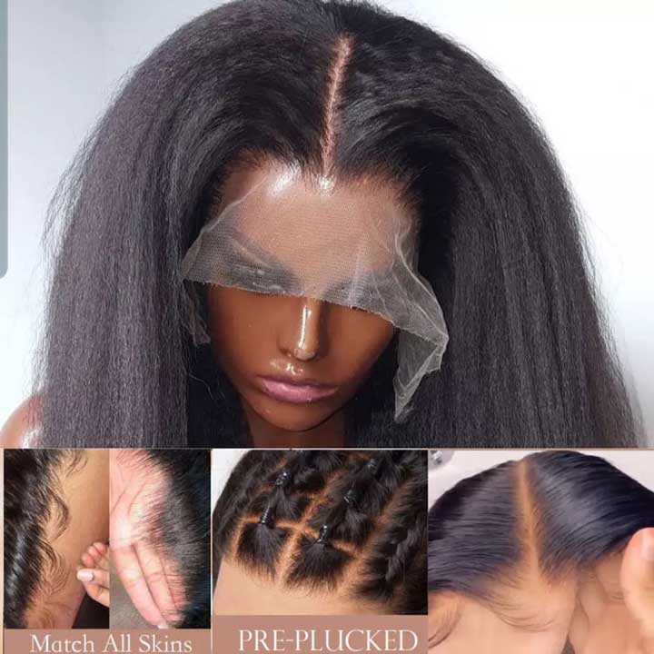 Beaudiva Human Hair Wigs Kinky Straight Lace Front Wigs Transparent Lace Wigs 13x4 Lace Wigs High Density