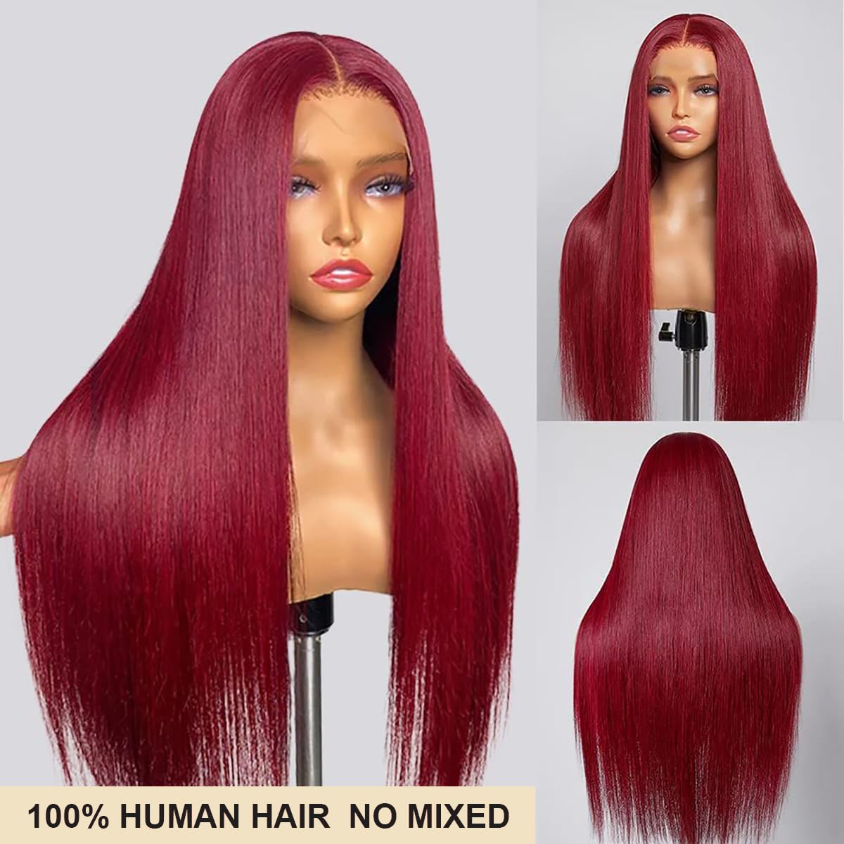 Beaudiva 99j Burgundy Lace Front Wigs Human Hair 5x5 Transperent Lace Front Wig for Women 250% Density